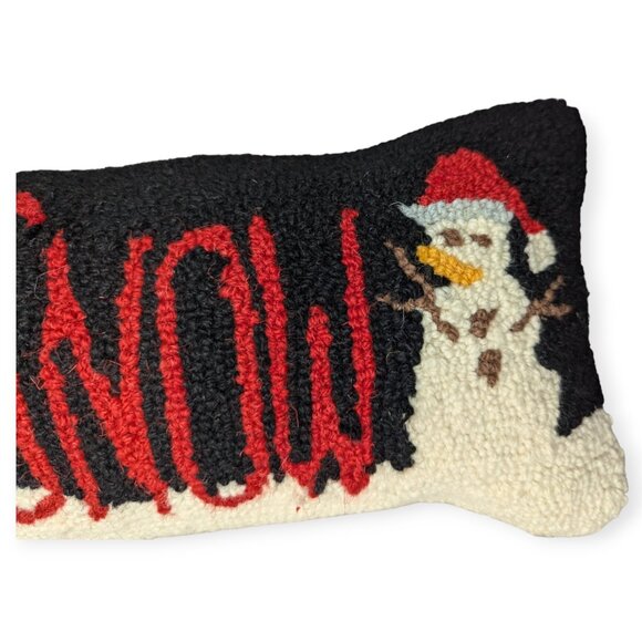 Chandler 4 Corners Hand-Hooked "Let It Snow" Pillow - Picture 4 of 13